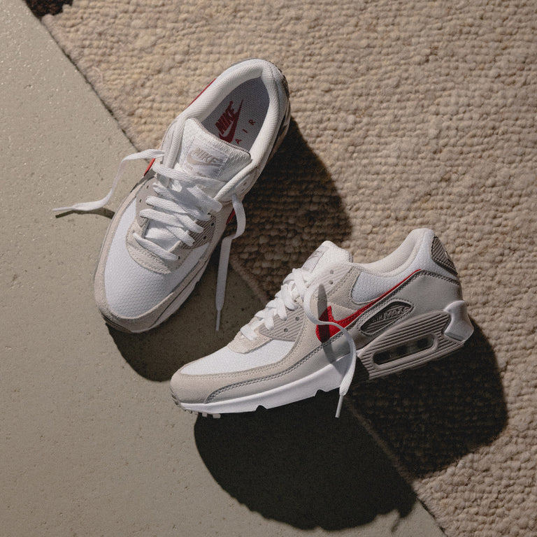 Nike Air Max 90 White College Grey Vast Grey University Red