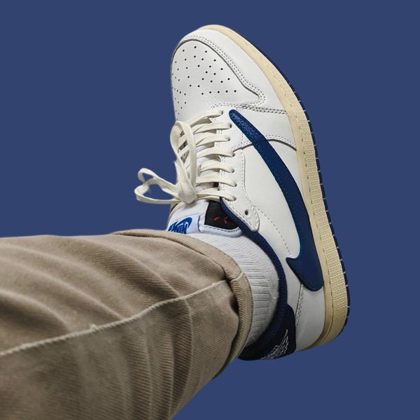 Air Jordan 1 Retro Low OG SP Fragment Travis Scott Sail Military Blue