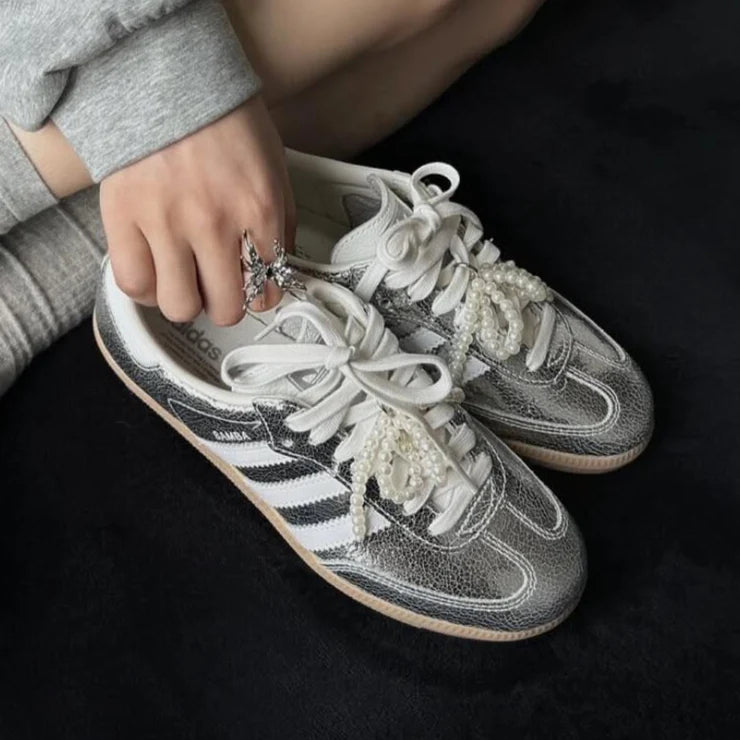 Adidas Samba OG Silver Metallic Cracked Leather
