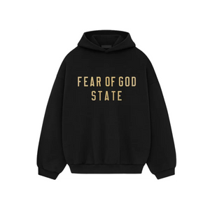 Fear of God Essentials FW24 Black Yellow State Hoodie