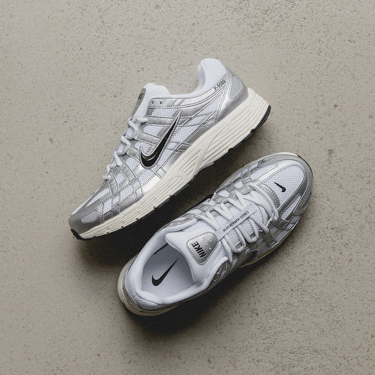Nike P-6000 White Metallic Silver Flat Silver Black