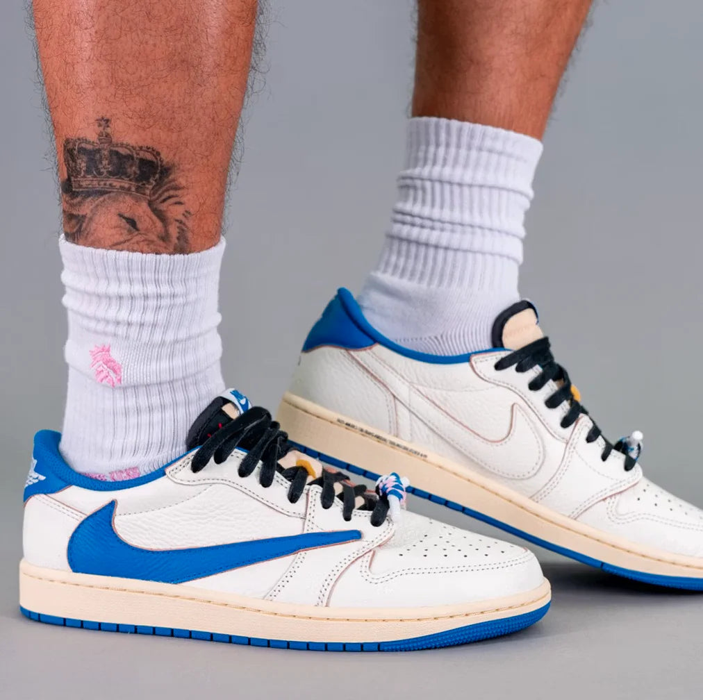 Air Jordan 1 Retro Low OG SP Fragment Travis Scott Sail Military Blue