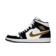 Air Jordan 1 Mid Patent Black White Gold